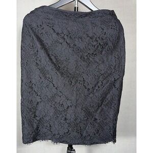 CeCe by Cynthia Steffe Black Floral Lace Pencil Skirt Size 2 Eyelash Hem 7065406